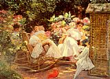 Jose Villegas y Cordero Ladies In A Garden painting